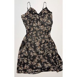 Silk Floral Black Dress